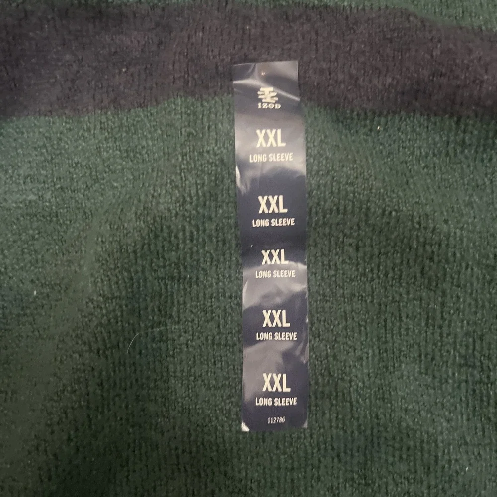 Izod Men's Rainforest Green Stripe Sweater Size XXL Cotton And Polyester Blend
